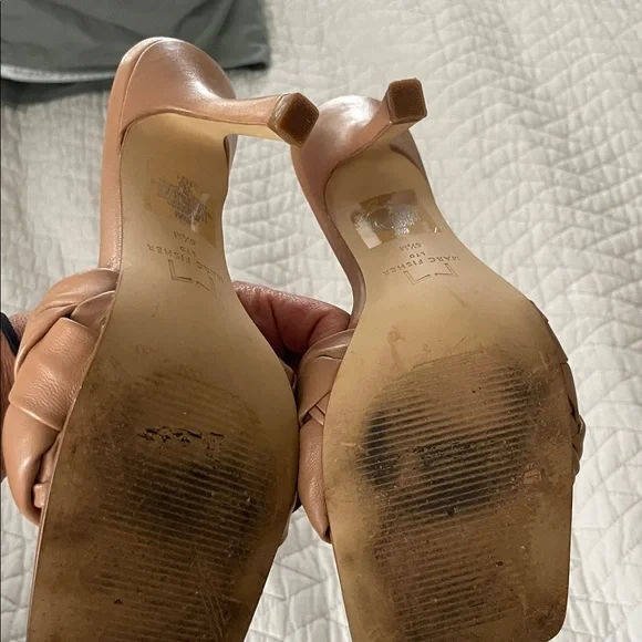 Marc Fisher Braided slide heels comfy and soft sz6.5 nude beige clean - Picture 3 of 5